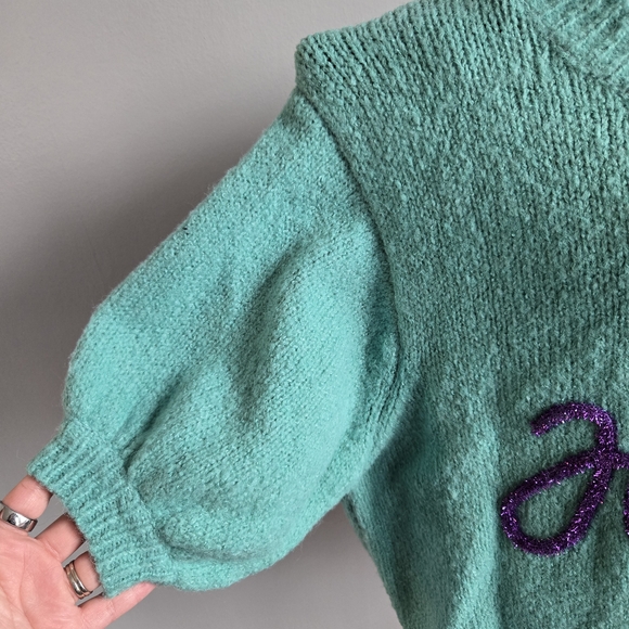 BiBi Colorful "Be Happy" Turquoise Sweater - Picture 4 of 7